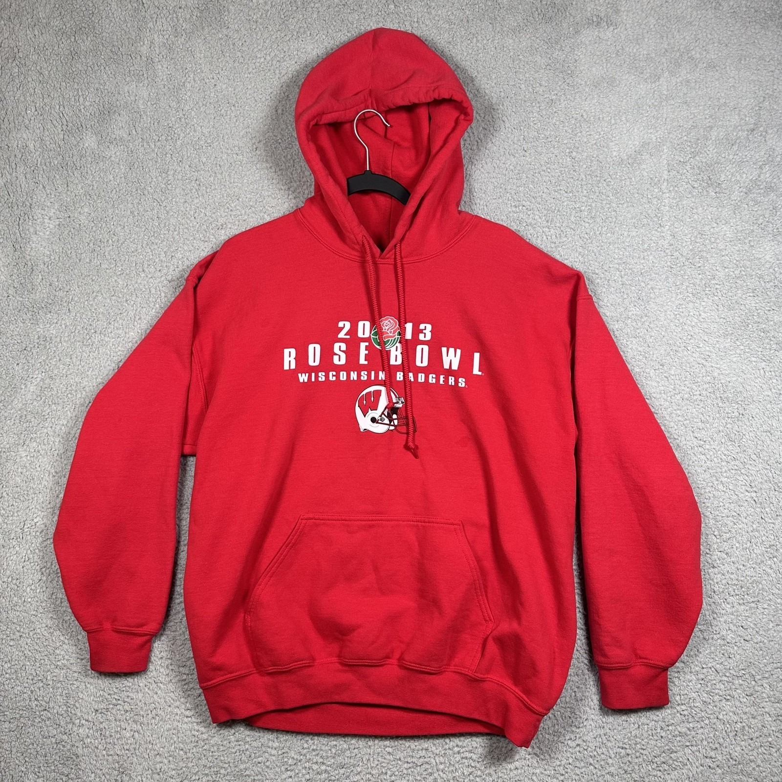 Wisconsin Badgers Hoodie Sweatshirt Mens Xl Red Ncaa Football 2013 Rose Bowl